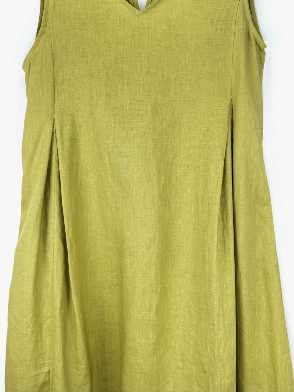 Sleeveless V-Neck Linen Blend Maxi Dress in Light Olive - Picture 4 of 16